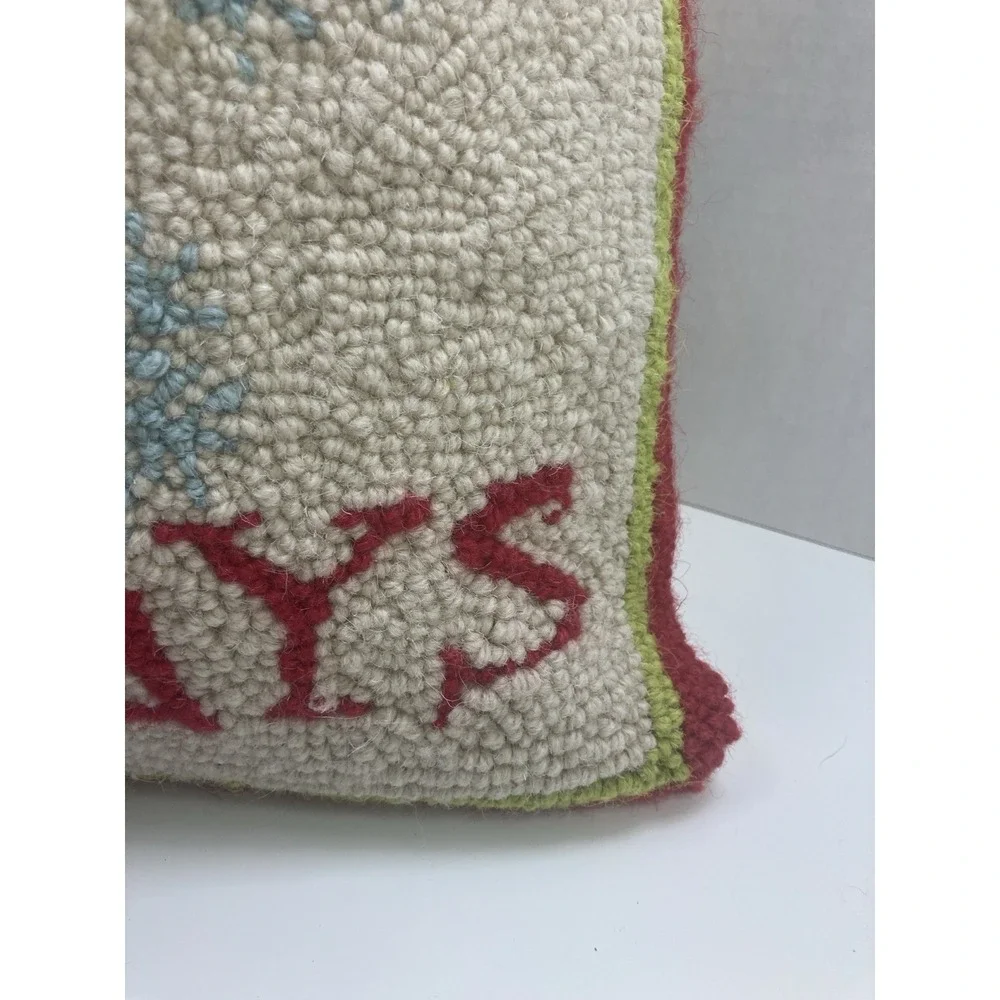 Happy Owlidays Hooked‎ Christmas Owl Snowflake Holiday Throw Pillow 16 in